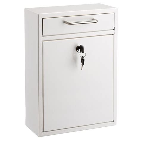 AdirOffice Wall Mount White Metal Standard Lockable Mailbox